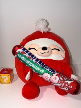 Zuru Snackles Amy Sloth 14" Plush Holding Mentos Candy Cane Winter Christmas